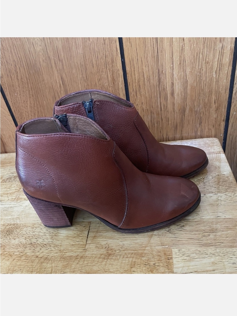 Frye cognac- Brown Leather Ankle Booties